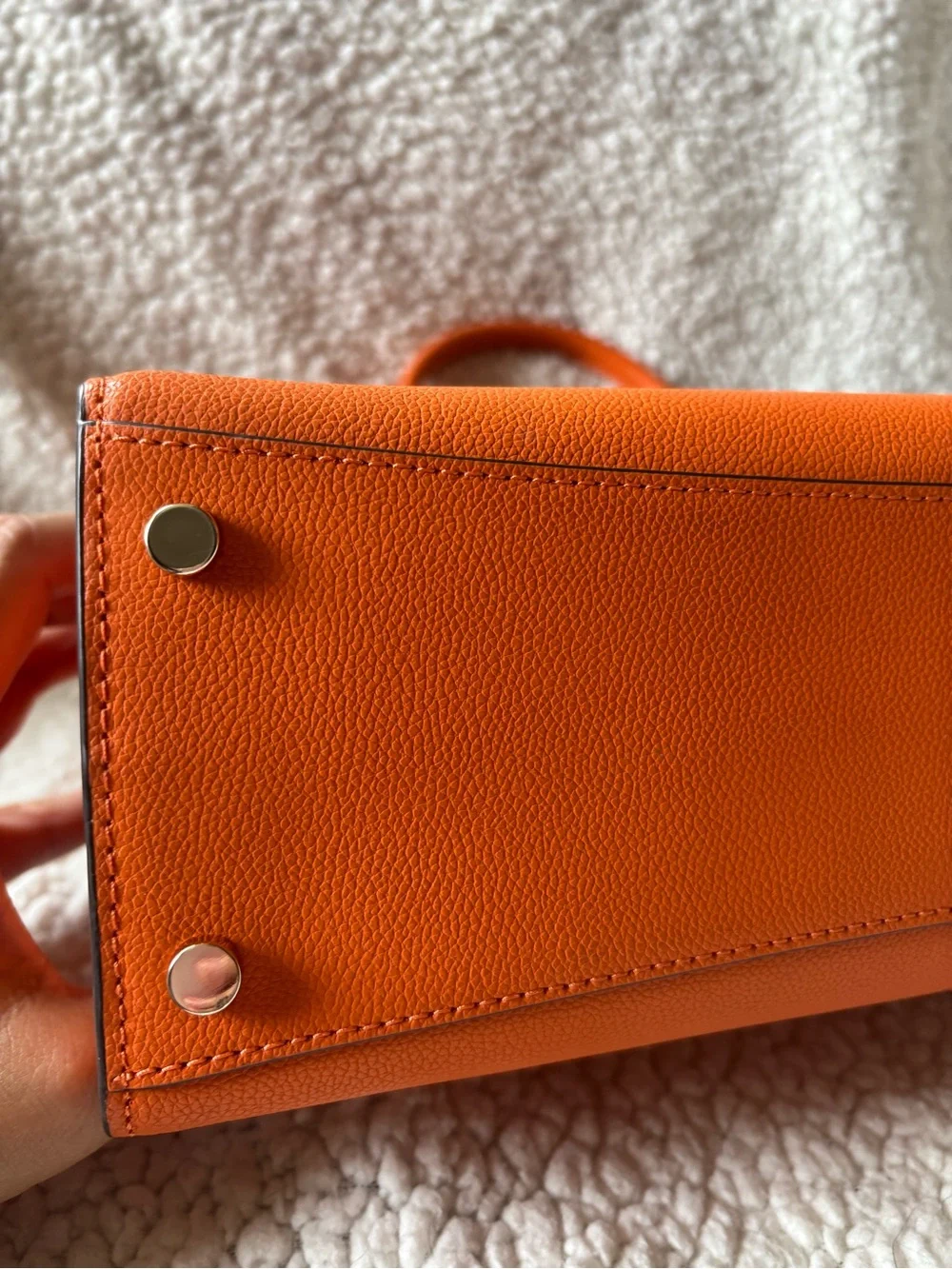 kate spade orange leather top-handle satchel with scarf accent